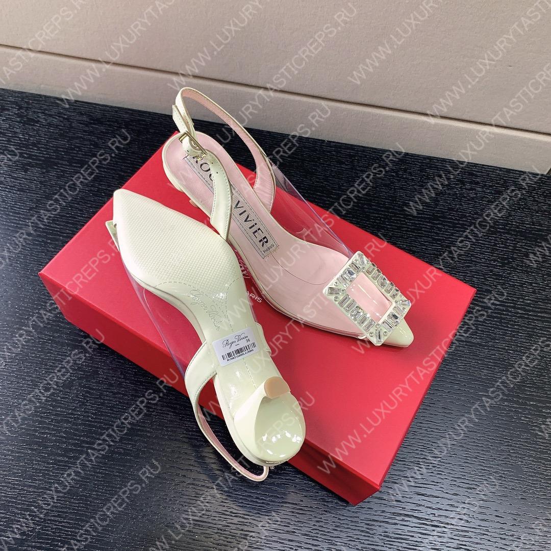 ROGER VIVIER VIRGULE BUCKLE SLINGBACK PUMPS OFF-WHITE RVW63831