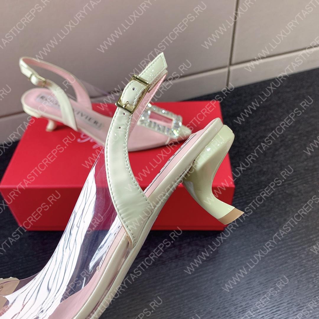 ROGER VIVIER VIRGULE BUCKLE SLINGBACK PUMPS OFF-WHITE RVW63831