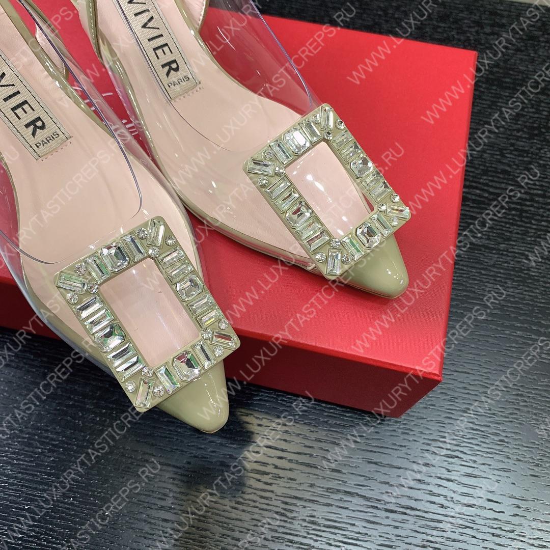 ROGER VIVIER VIRGULE BUCKLE SLINGBACK PUMPS BEIGE RVW63831