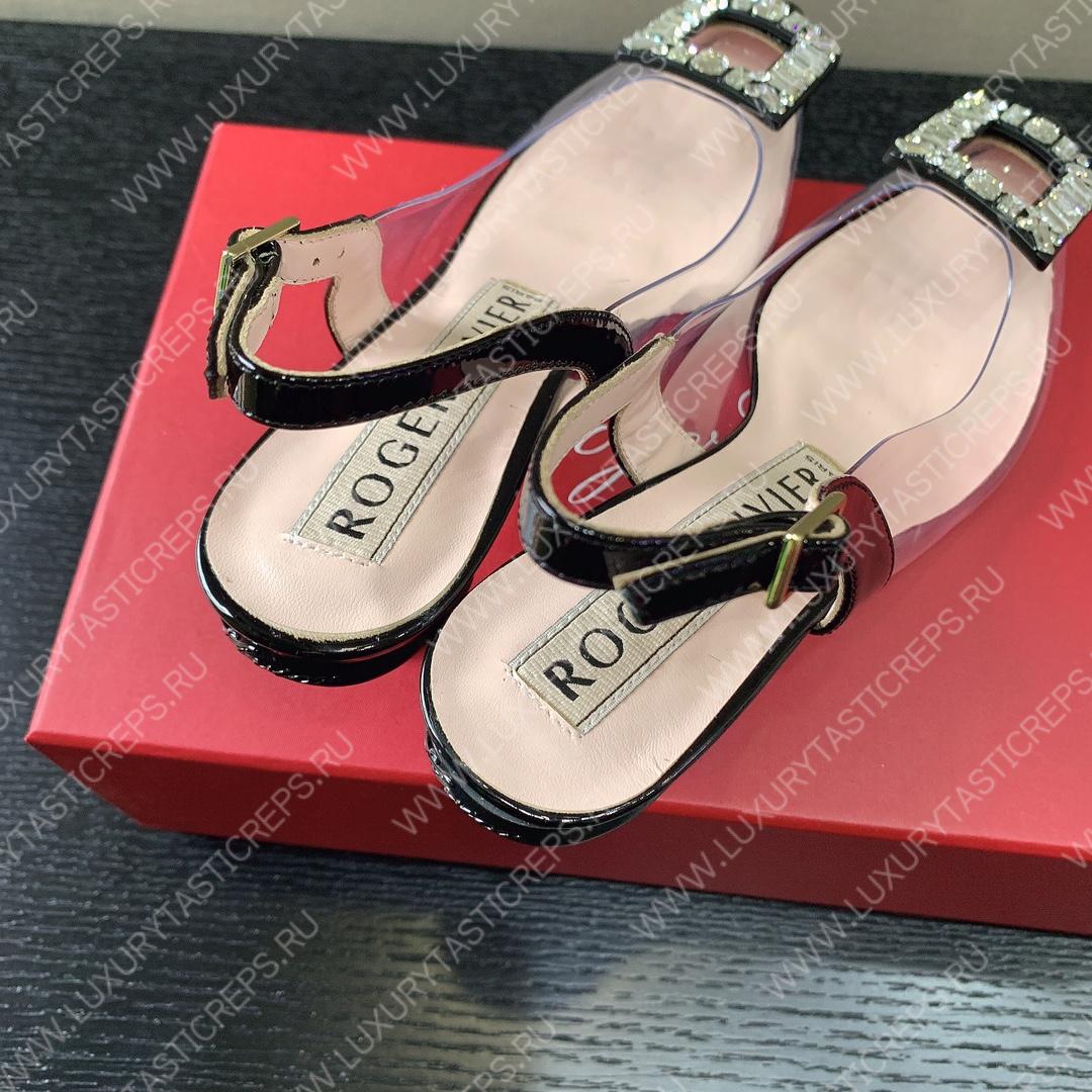 ROGER VIVIER VIRGULE BUCKLE SLINGBACK PUMPS BLACK RVW63831