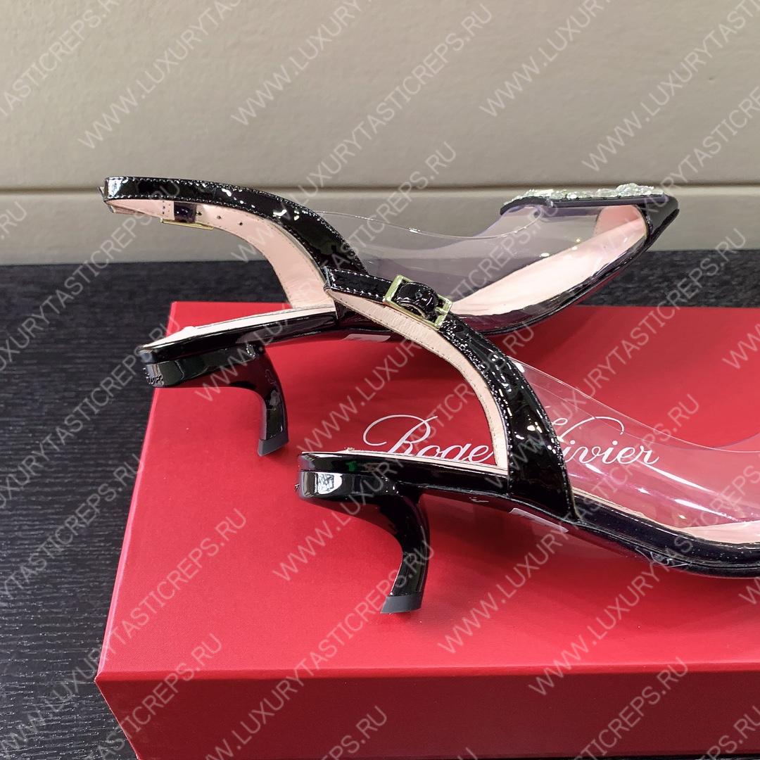 ROGER VIVIER VIRGULE BUCKLE SLINGBACK PUMPS BLACK RVW63831