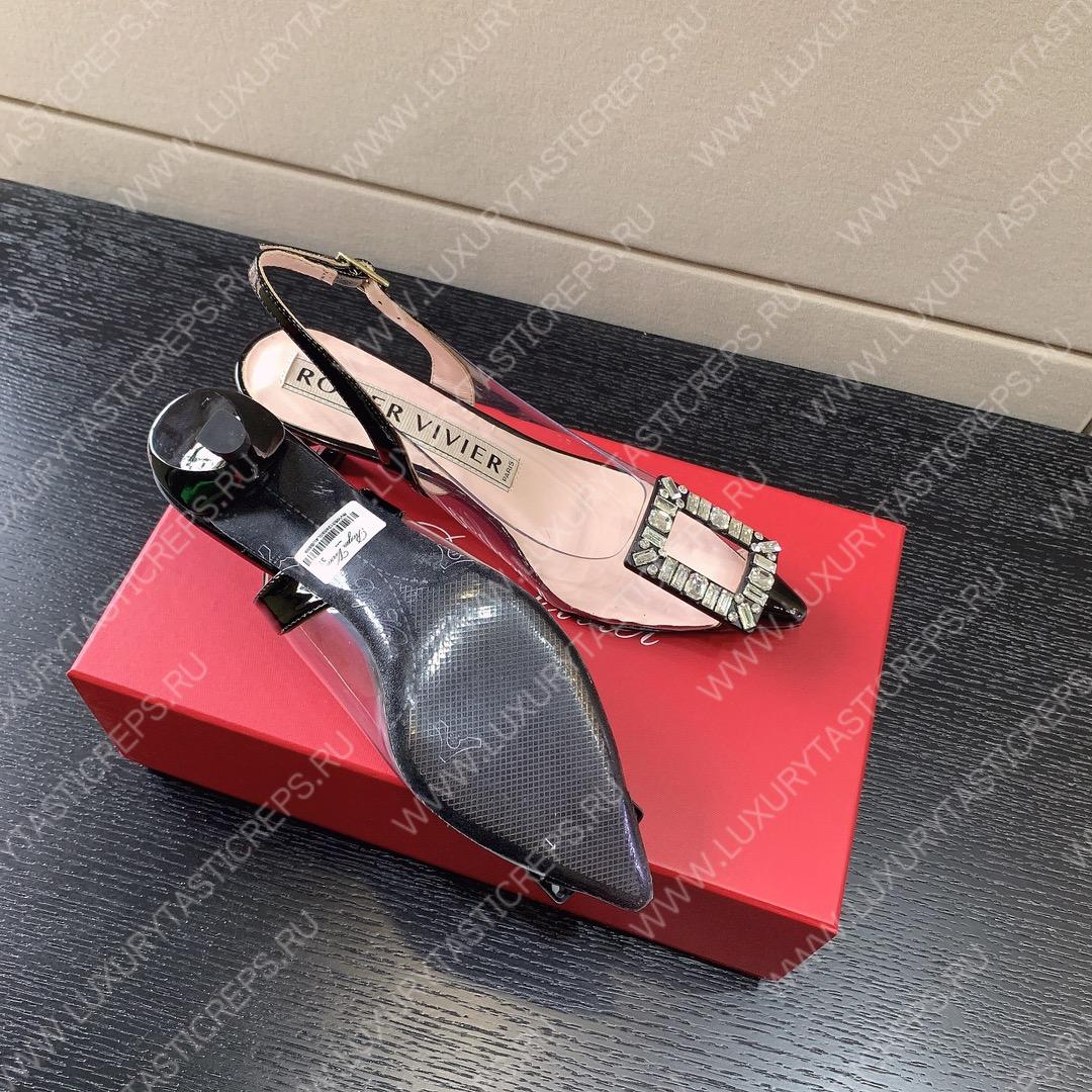 ROGER VIVIER VIRGULE BUCKLE SLINGBACK PUMPS BLACK RVW63831