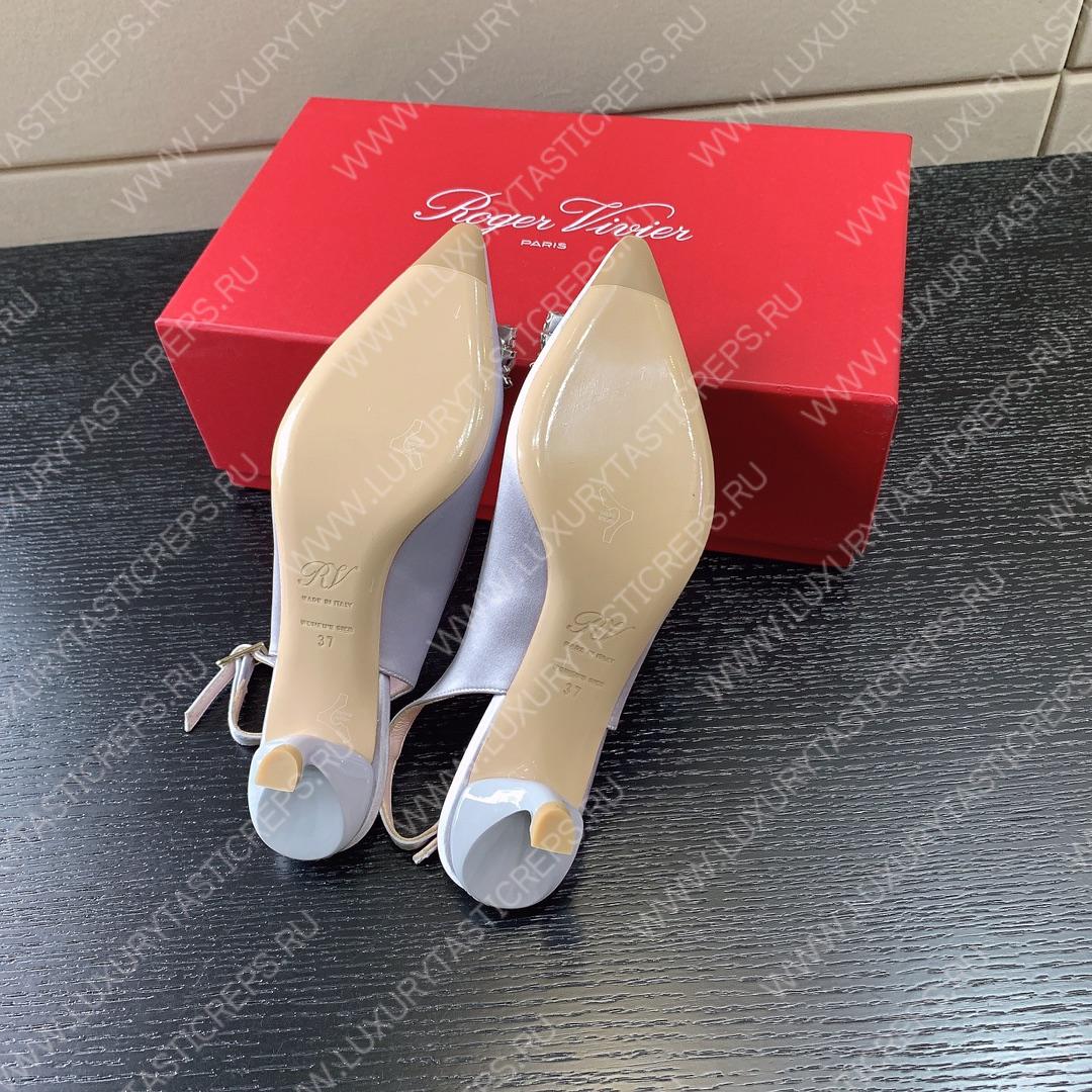 ROGER VIVER SLINGBACK PUMPS LEATHER SKY BLUE RVW6383