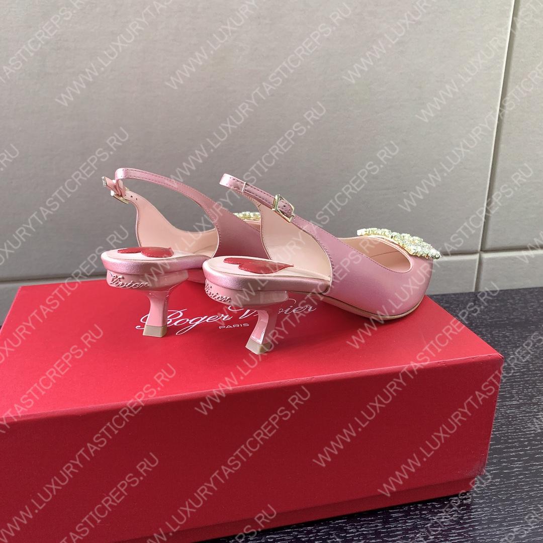 ROGER VIVER SLINGBACK PUMPS LEATHER LIGHT PINK RVW6383