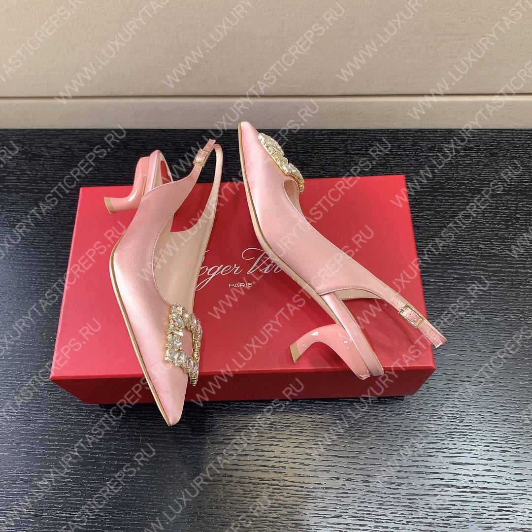ROGER VIVER SLINGBACK PUMPS LEATHER LIGHT PINK RVW6383