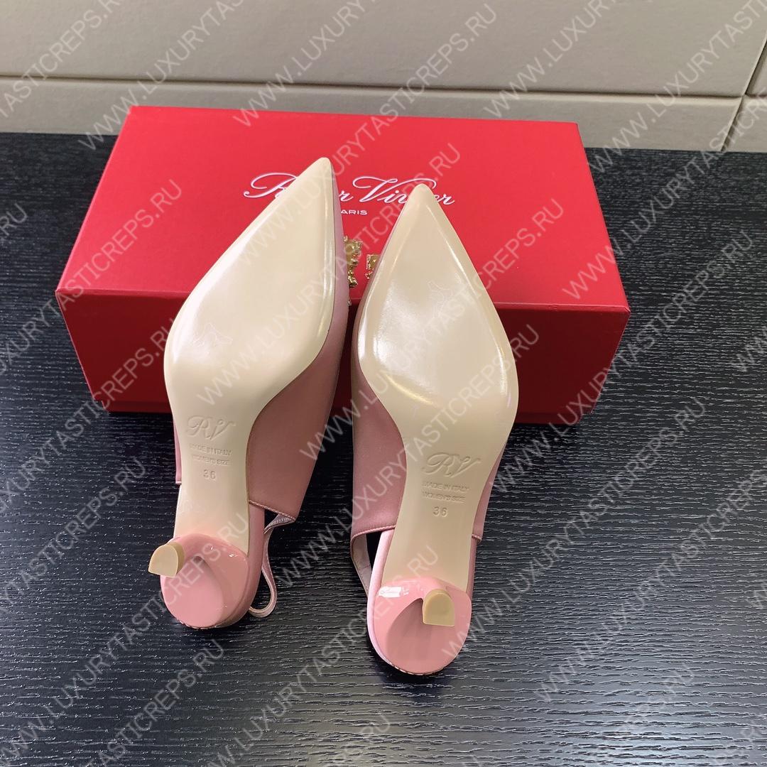 ROGER VIVER SLINGBACK PUMPS LEATHER LIGHT PINK RVW6383