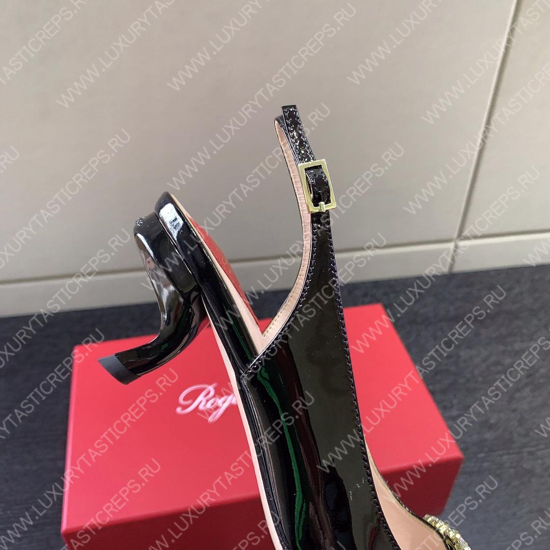 ROGER VIVER SLINGBACK PUMPS LEATHER BLACK RVW6383