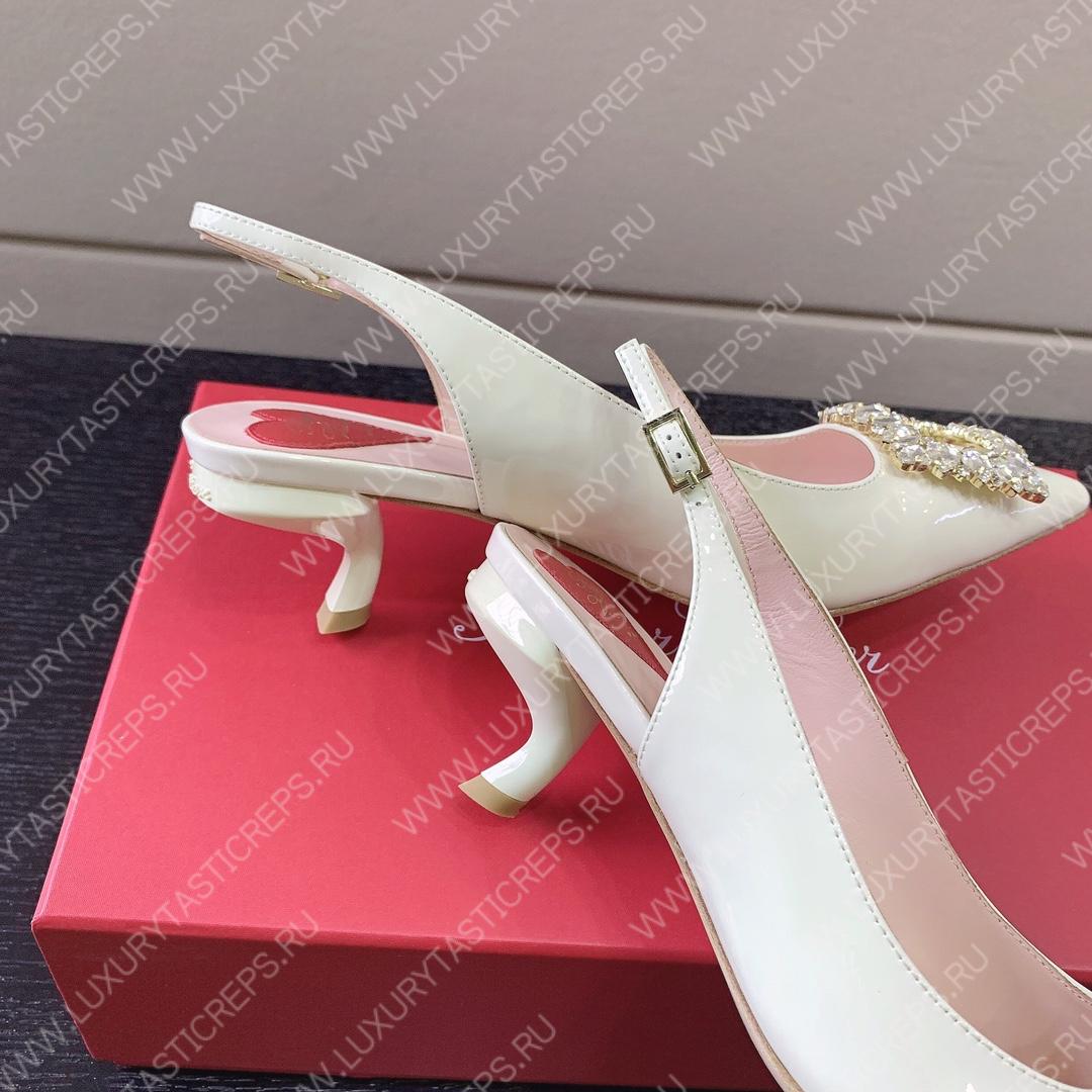 ROGER VIVER SLINGBACK PUMPS LEATHER WHITE RVW6383