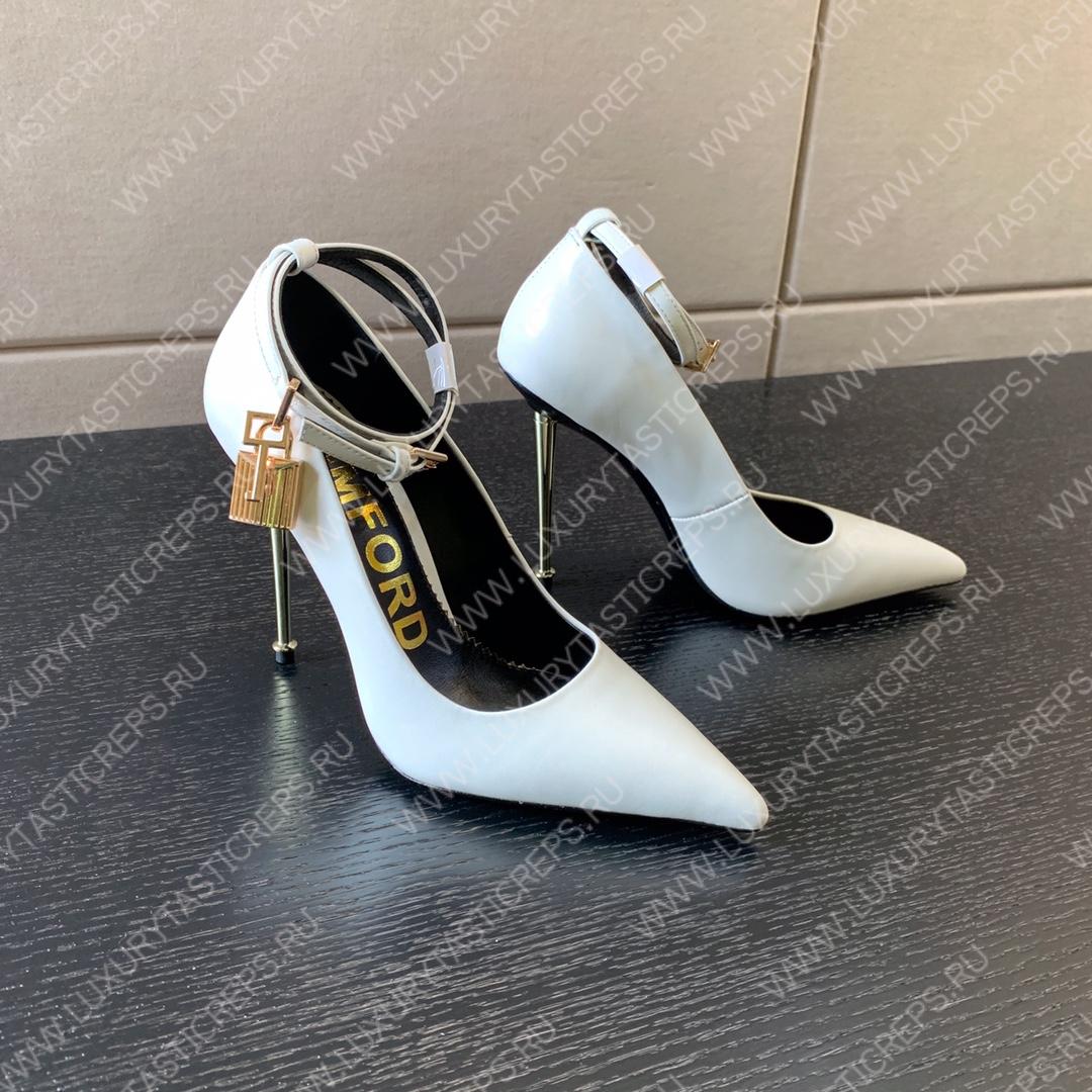 TOM FORD PADLOCK POINTY PUMP WHITE W2271T
