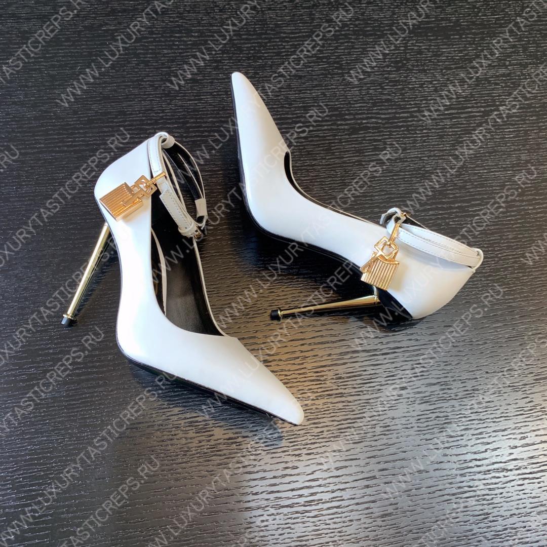 TOM FORD PADLOCK POINTY PUMP WHITE W2271T