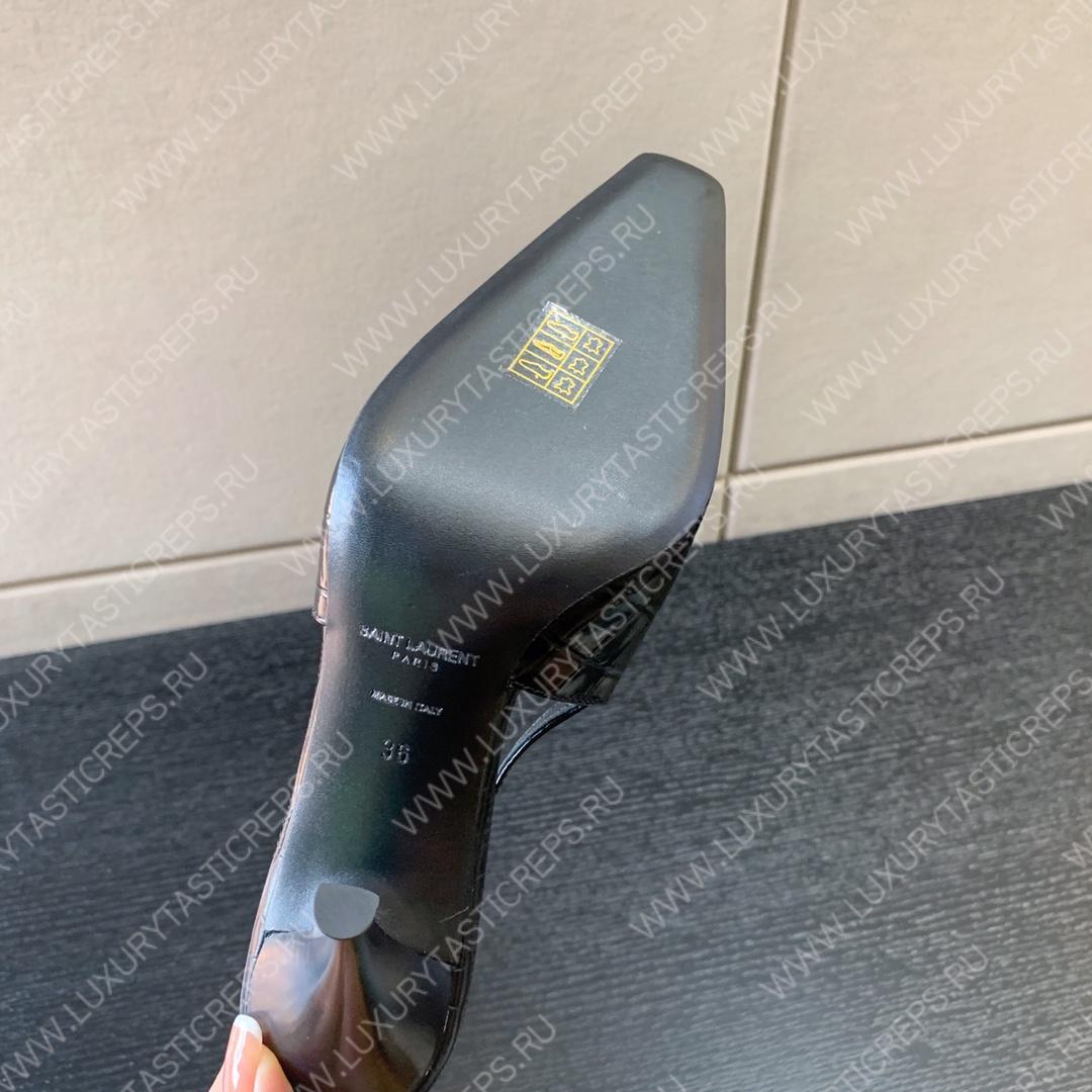 YVES SAINT LAURENT SEVERINE CROC EMBOSSED PUMP BLACK 7091741TVKK