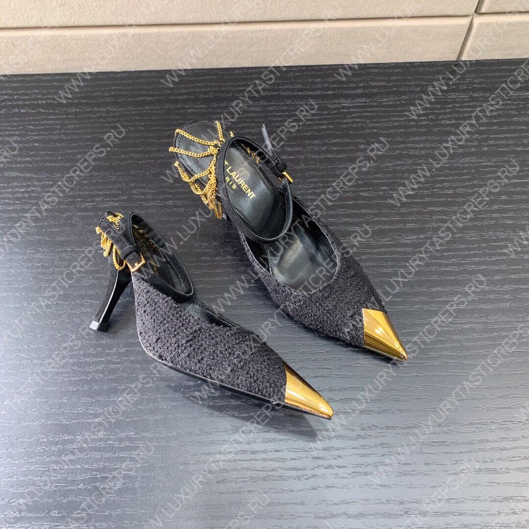 SAINT LAURENT SLINGBACK PUMPS BLACK 7131751TV