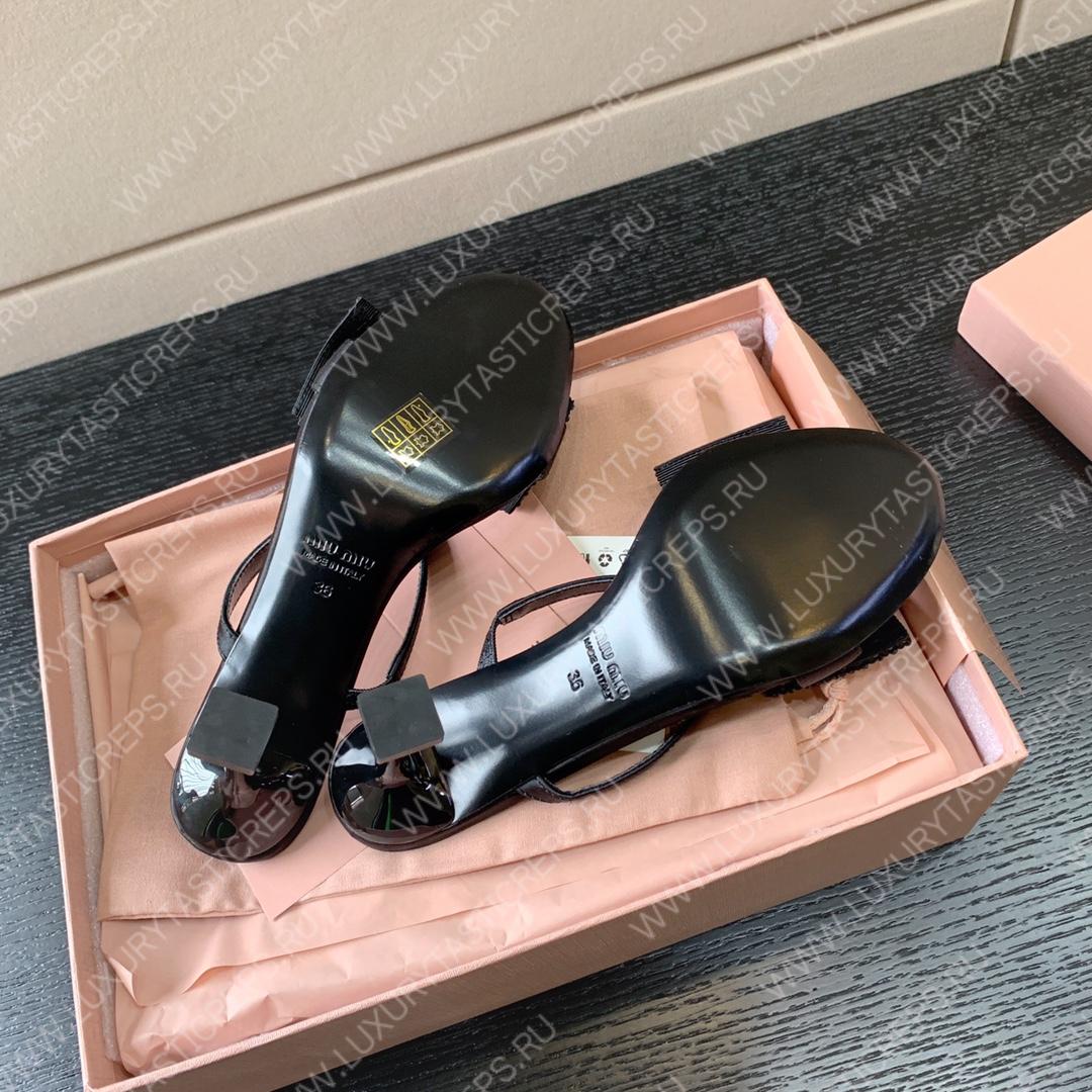 MIU MIU SATIN BOW SANDAL BLACK 5XX571