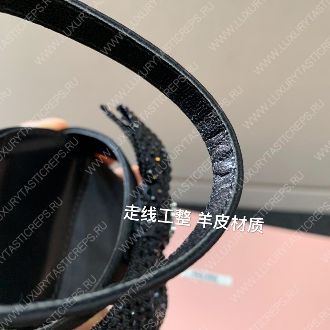 MIU MIU SATIN BOW SANDAL BLACK 5XX571