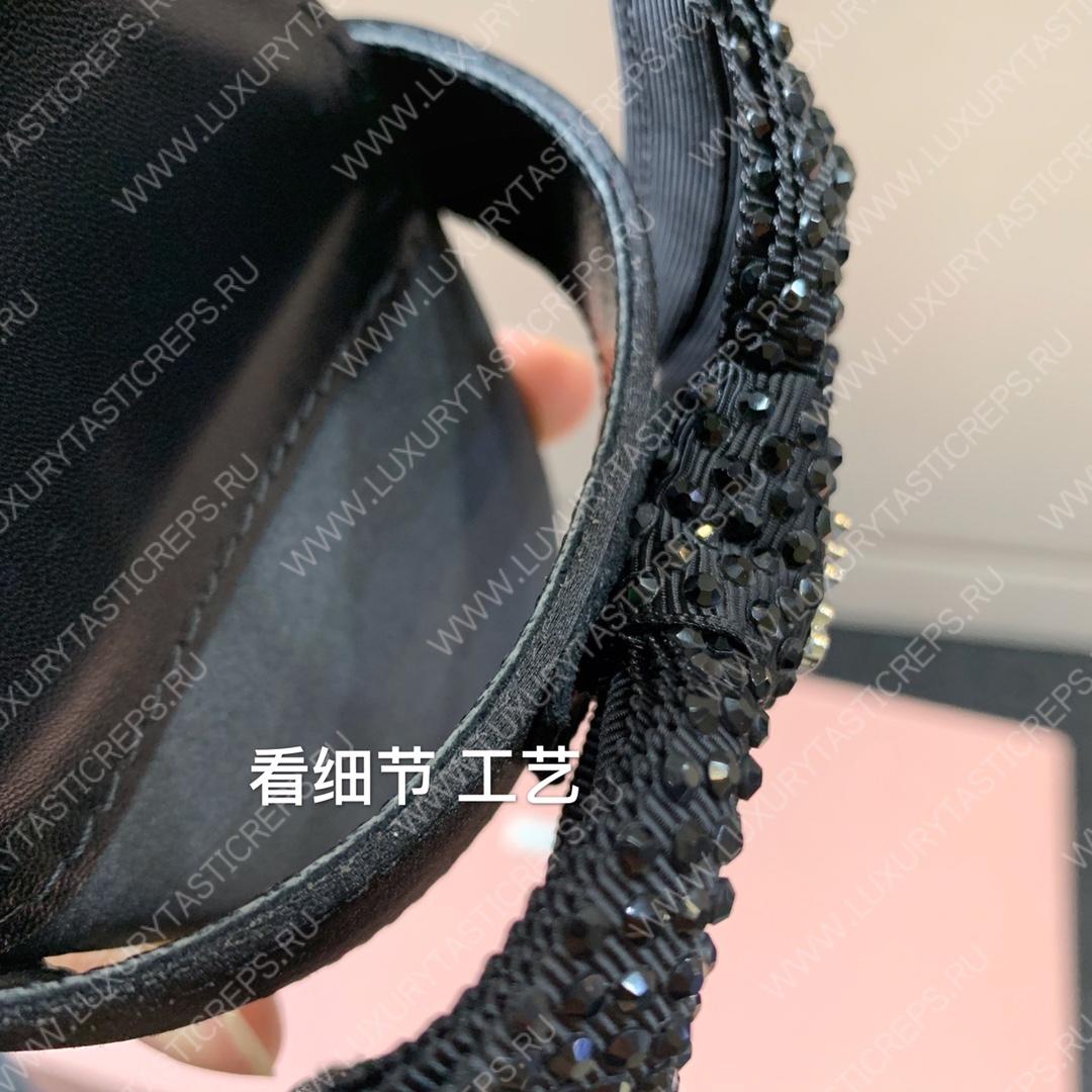 MIU MIU SATIN BOW SANDAL BLACK 5XX571