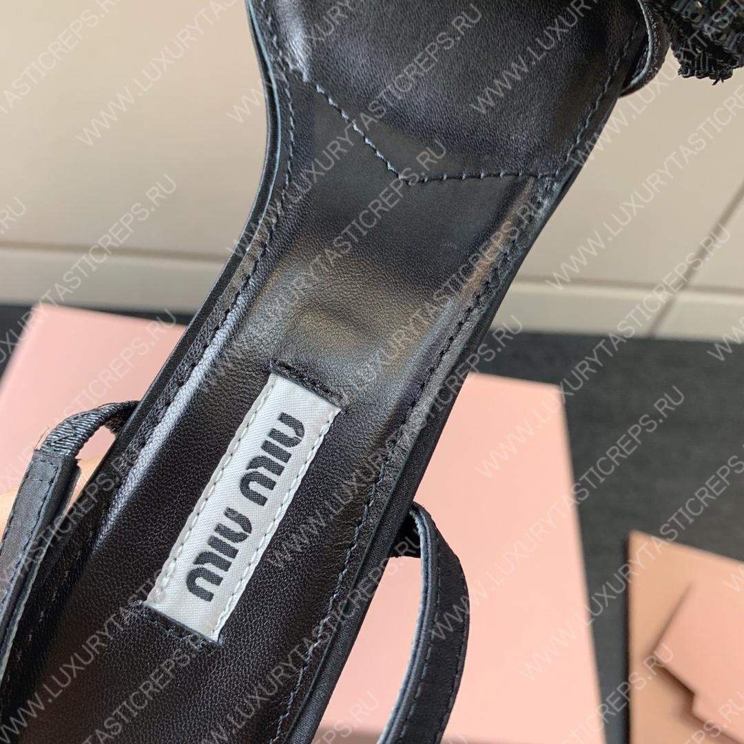 MIU MIU SATIN BOW SANDAL BLACK 5XX571