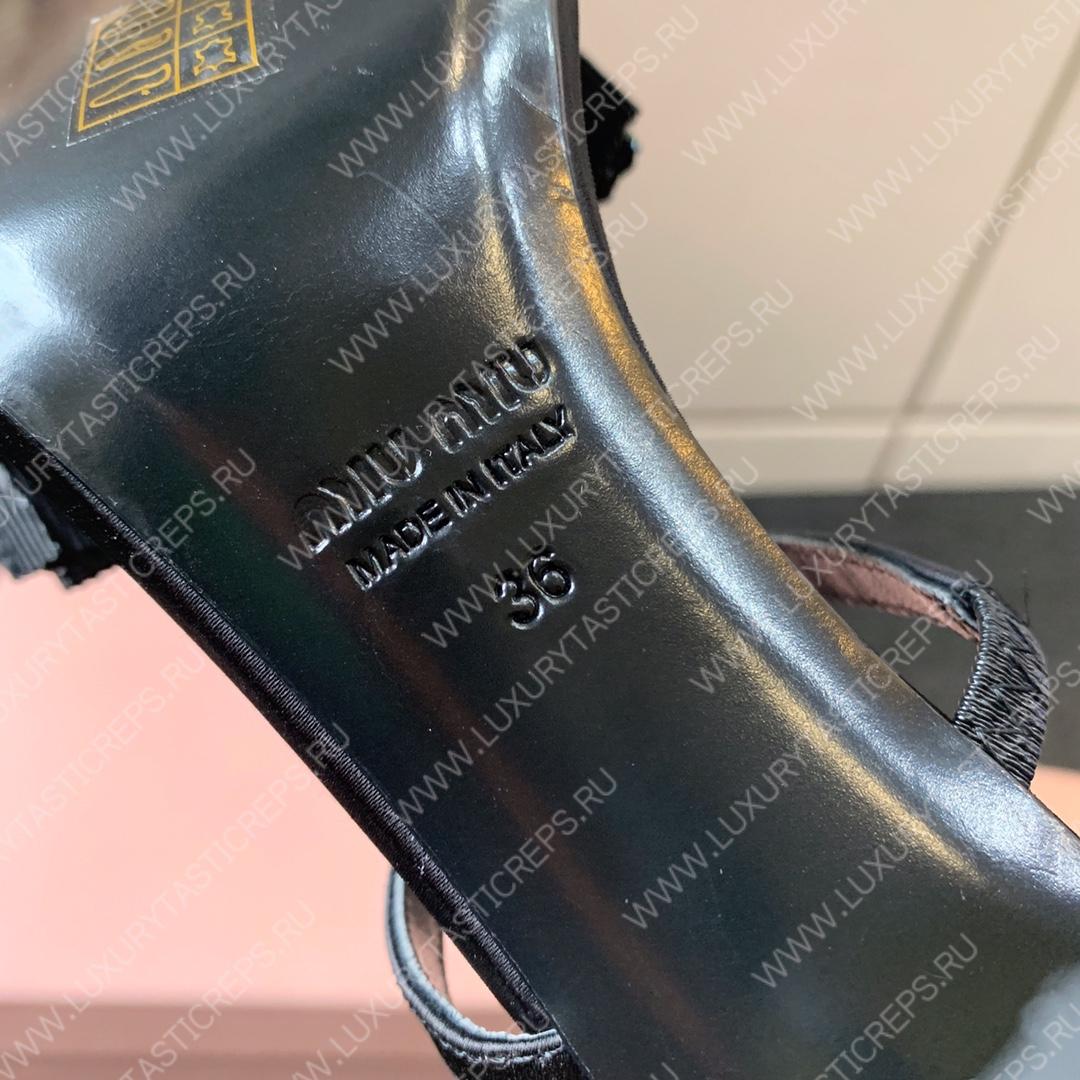 MIU MIU SATIN BOW SANDAL BLACK 5XX571