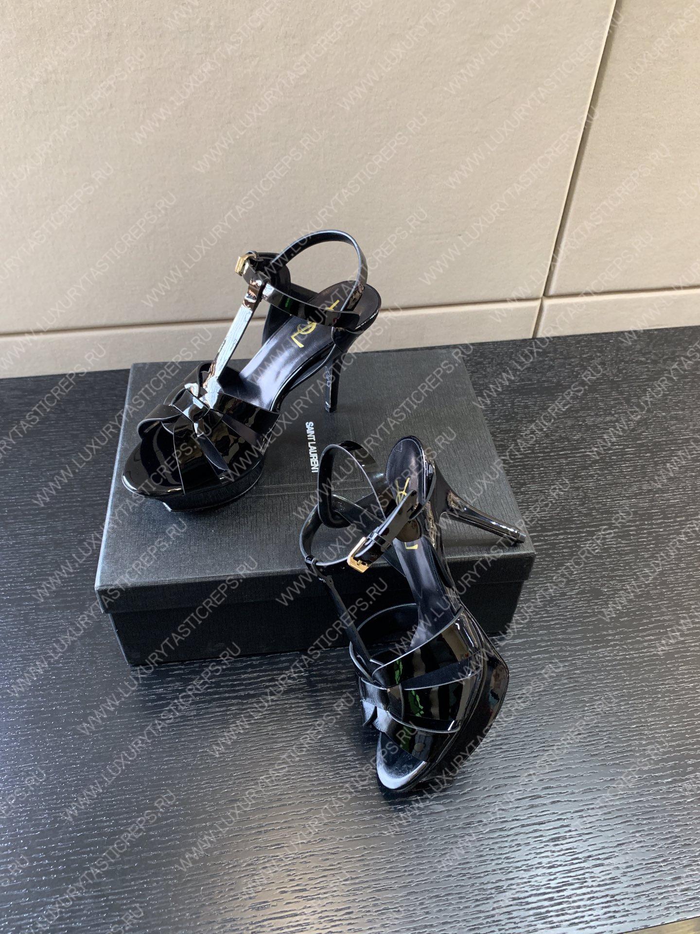 YVES SAINT LAURENT TRUBUTE PLATFORM SANDAL BLACK 315487AA