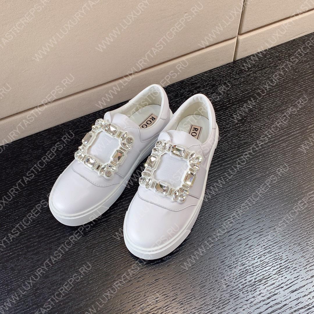 ROGER VIVIER STRASS BUCKLE SNEAKERS WHITE RVW6873