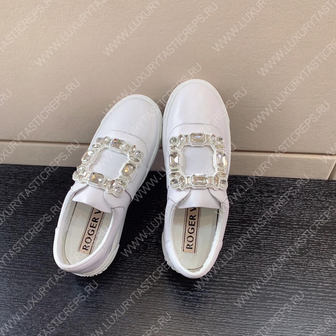 ROGER VIVIER STRASS BUCKLE SNEAKERS WHITE RVW6873