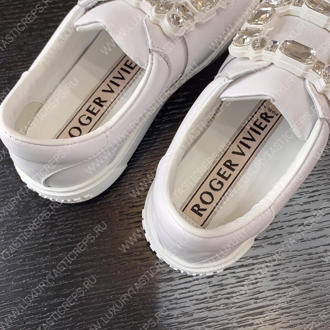 ROGER VIVIER STRASS BUCKLE SNEAKERS WHITE RVW6873