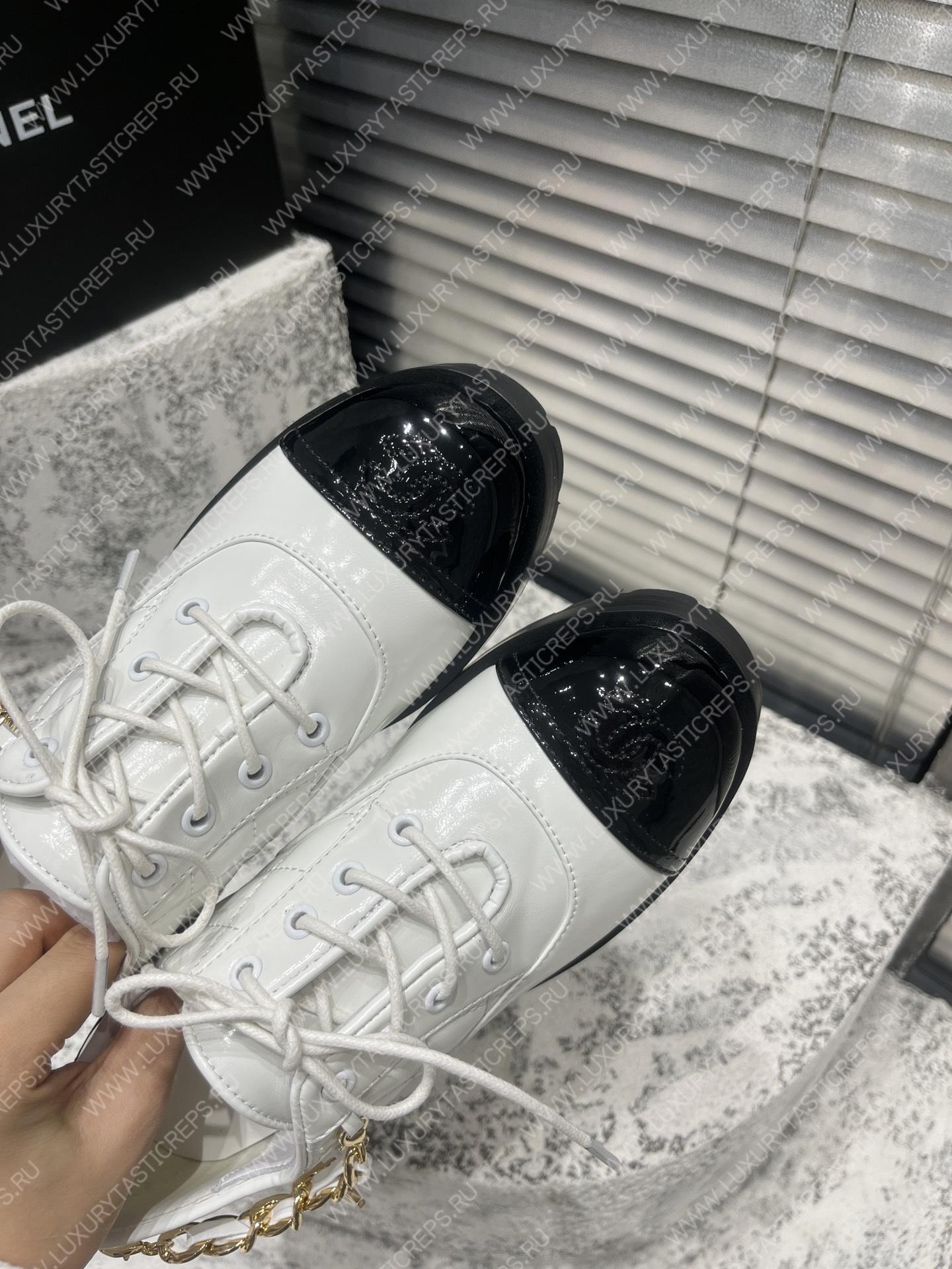 Ch*el lace-up boots white g39393