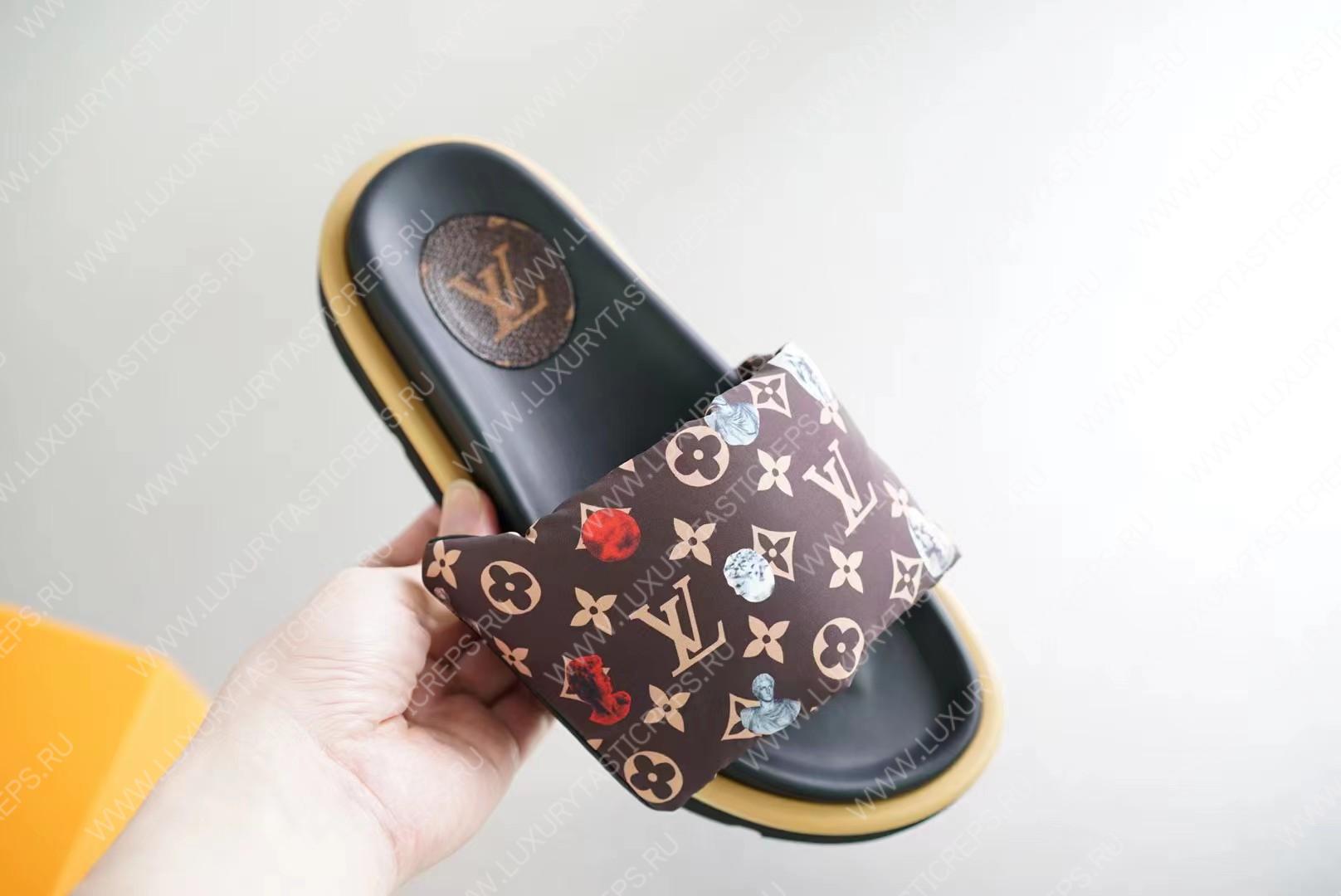 l**is V*t*n pool pillow flat comfort mule brown/multicolor 1aabkl