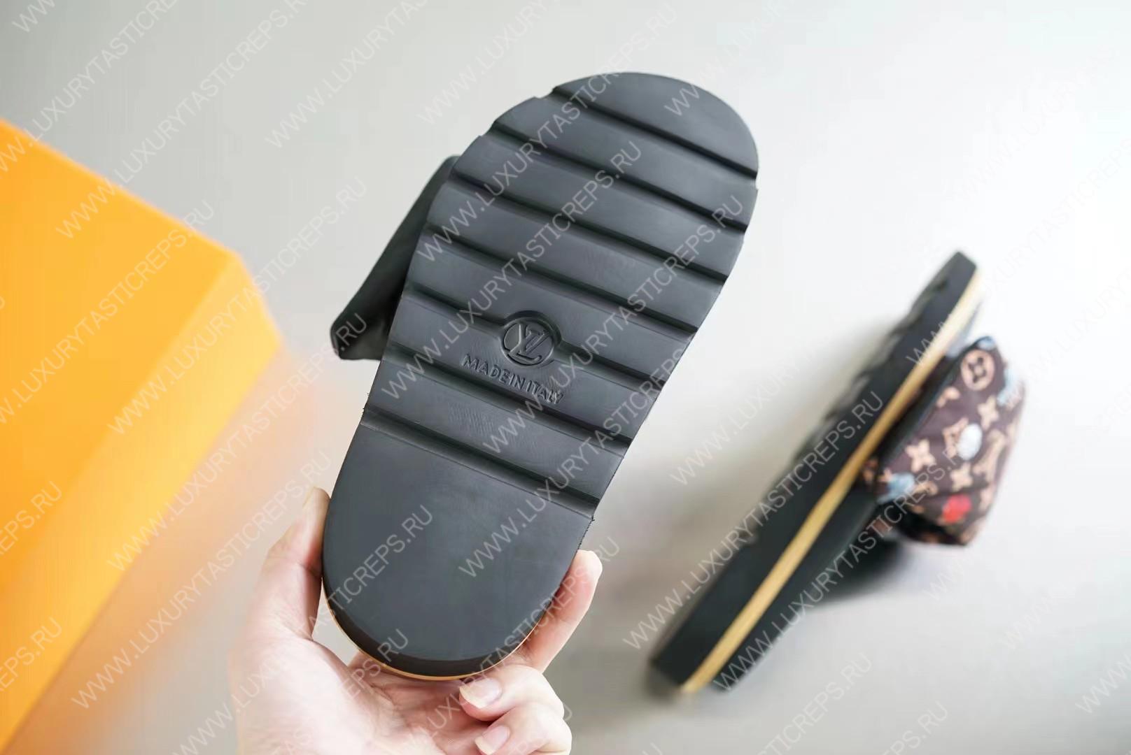 l**is V*t*n pool pillow flat comfort mule brown/multicolor 1aabkl