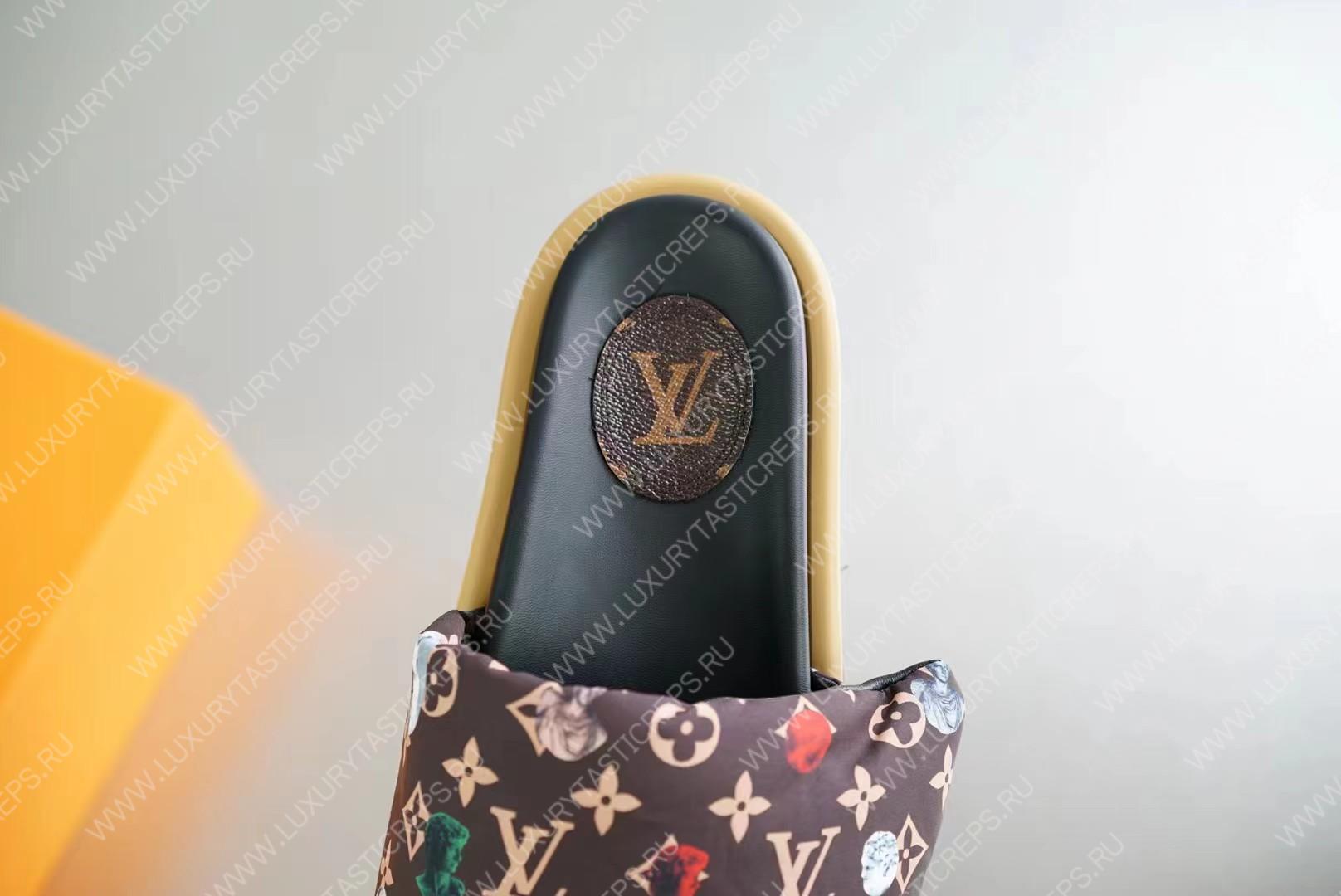 l**is V*t*n pool pillow flat comfort mule brown/multicolor 1aabkl