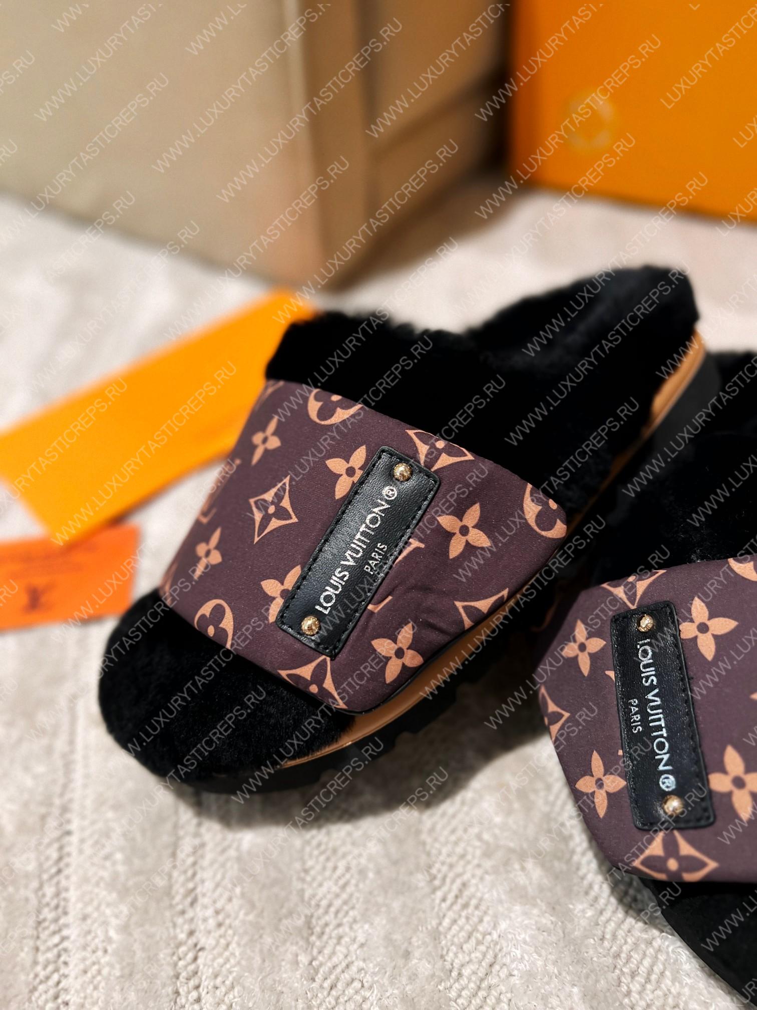 l**is V*t*n slipper pillow flat comfort mule black 1aam3k