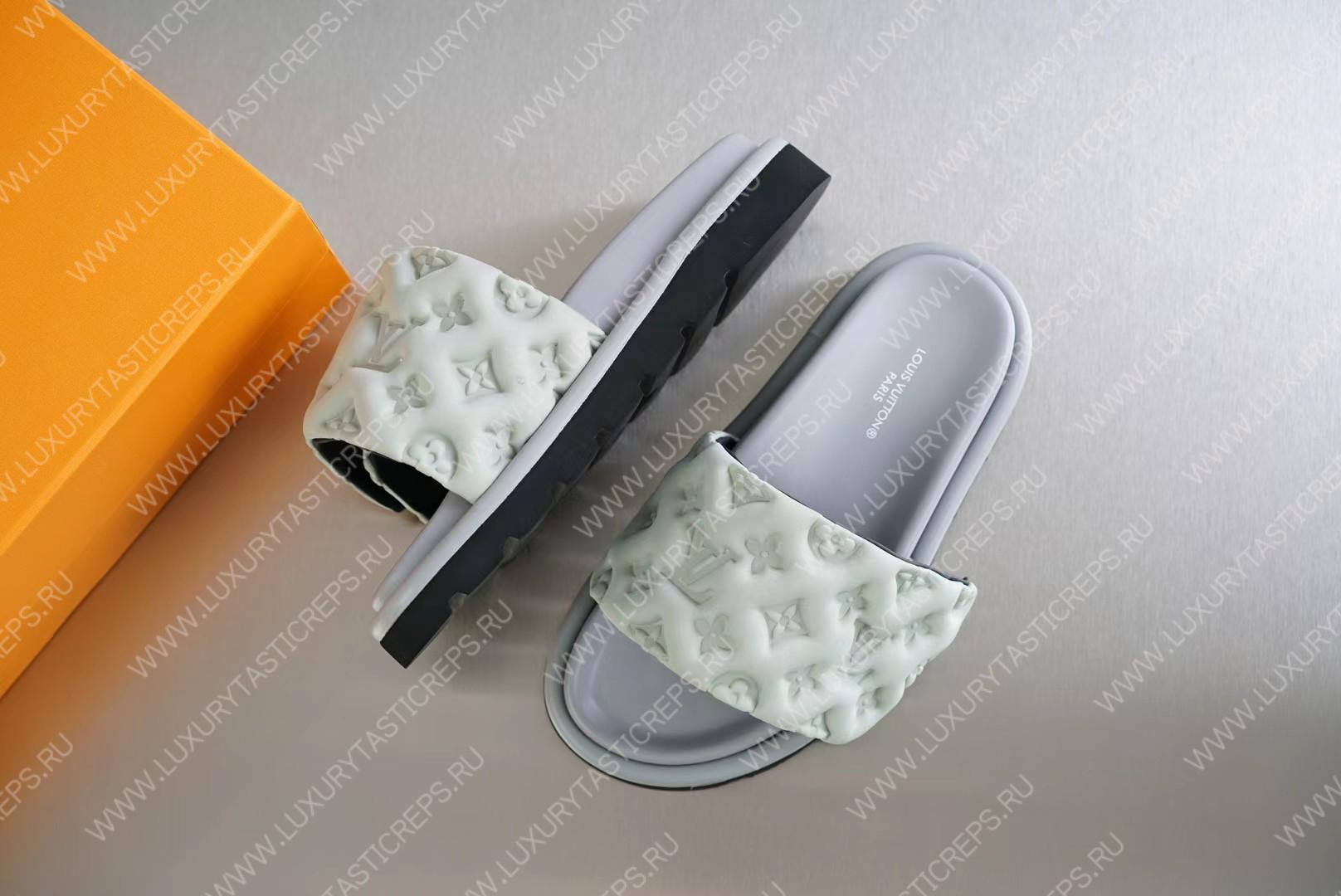 l**is V*t*n pool pillow flat comfort mule white 1aabku