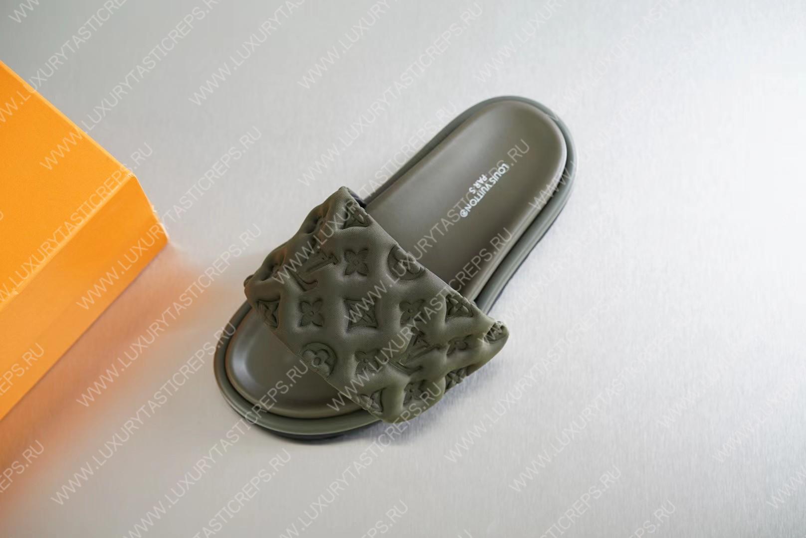 l**is V*t*n pool pillow flat comfort mule olive green 1aabku