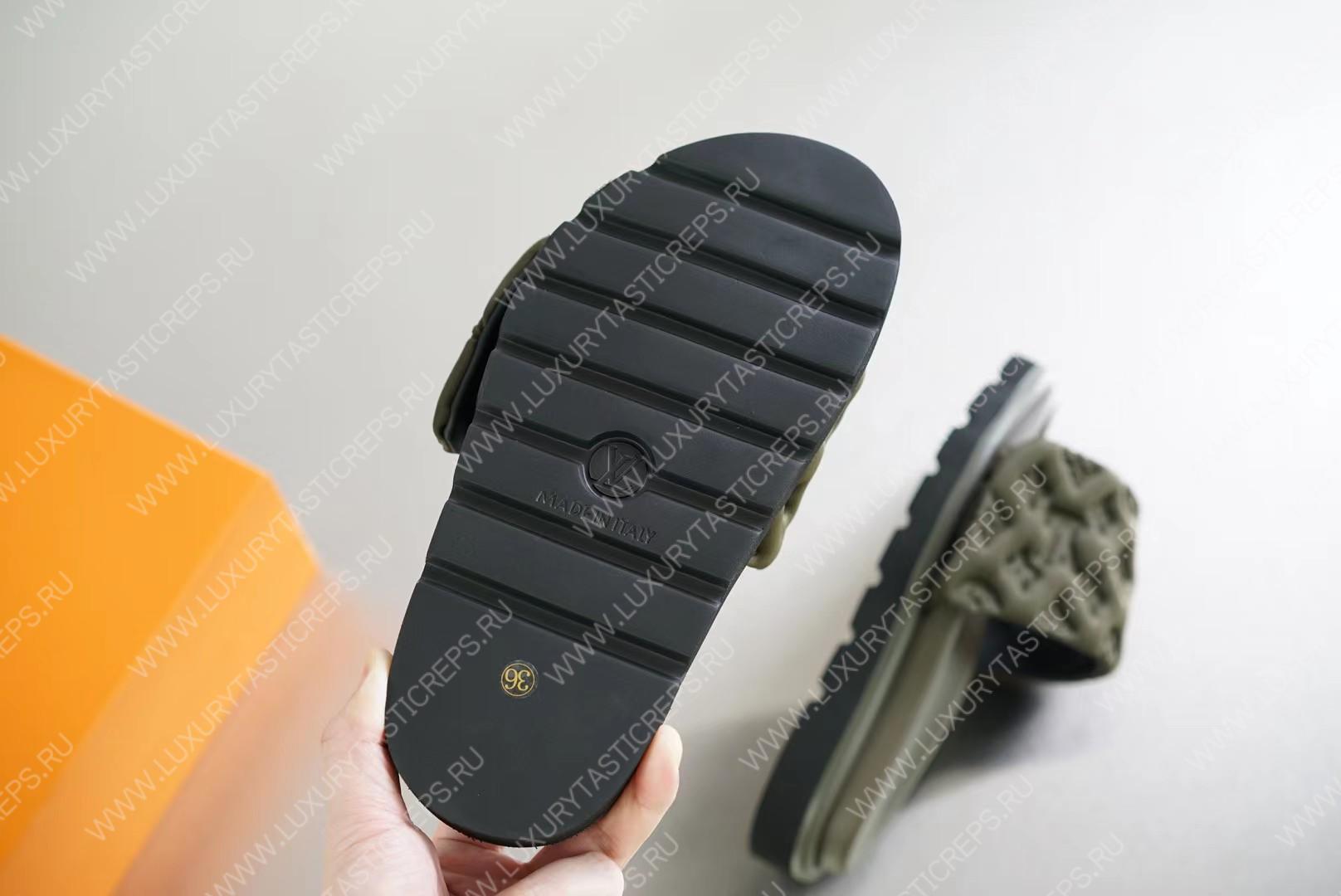 l**is V*t*n pool pillow flat comfort mule olive green 1aabku