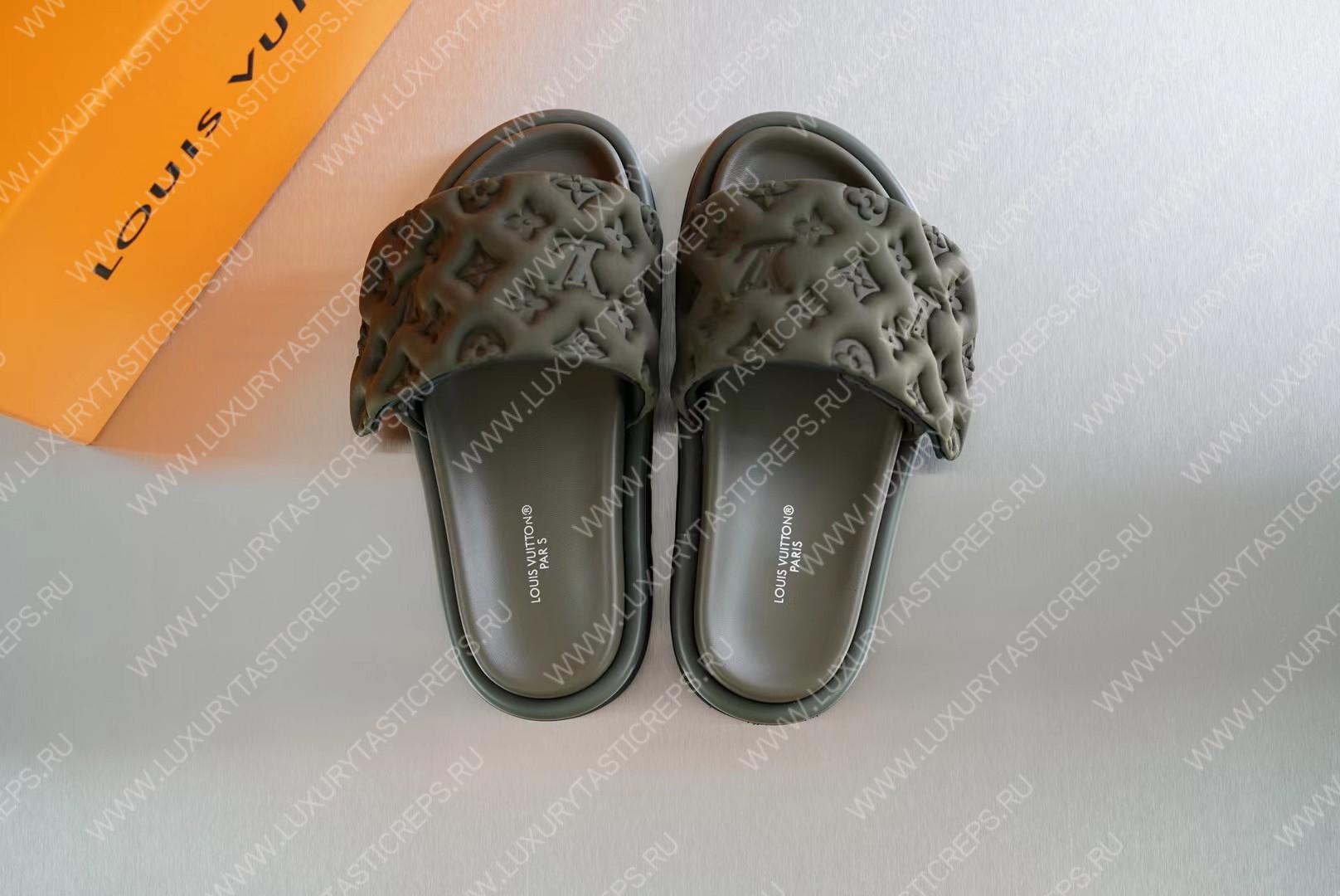 l**is V*t*n pool pillow flat comfort mule olive green 1aabku