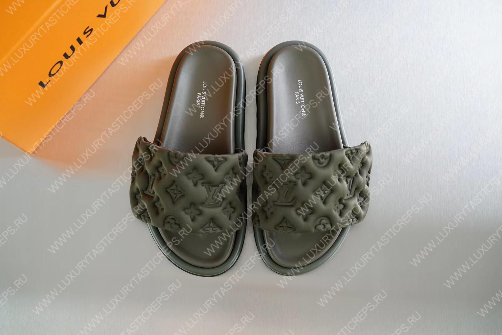 l**is V*t*n pool pillow flat comfort mule olive green 1aabku