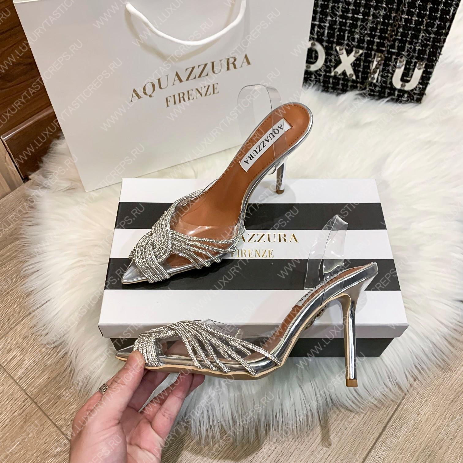 AQUAZZURA GATSBY SLING 105 SILVER GASHIGL0
