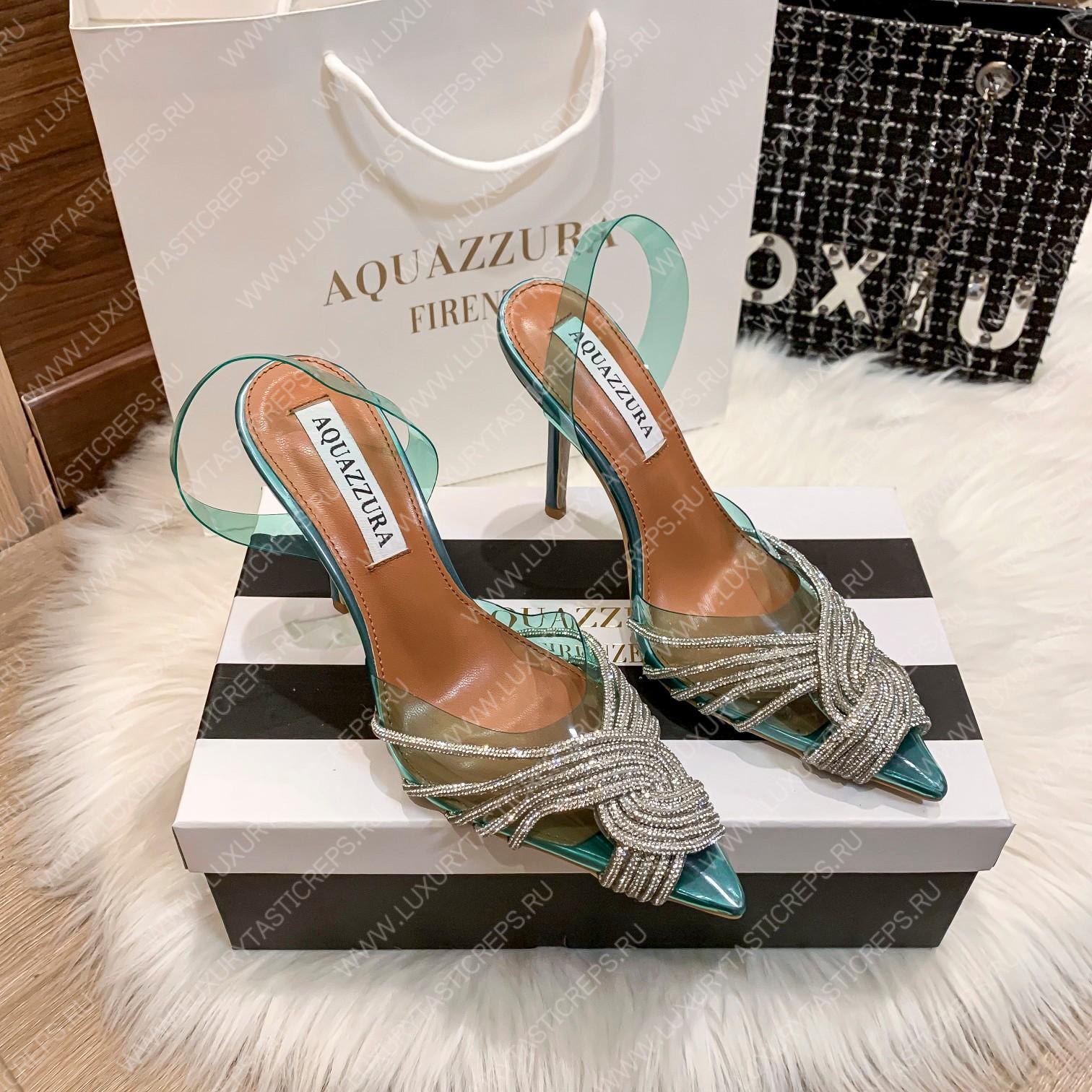 AQUAZZURA GATSBY SLING 105 BLUE GASHIGL0
