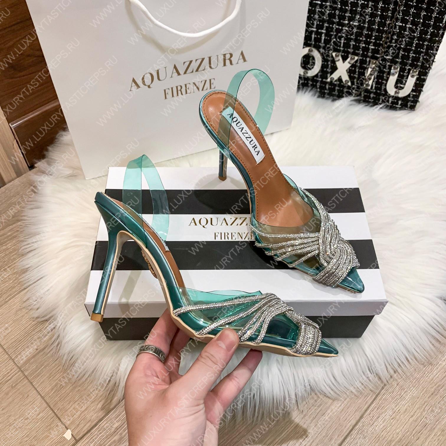 AQUAZZURA GATSBY SLING 105 BLUE GASHIGL0