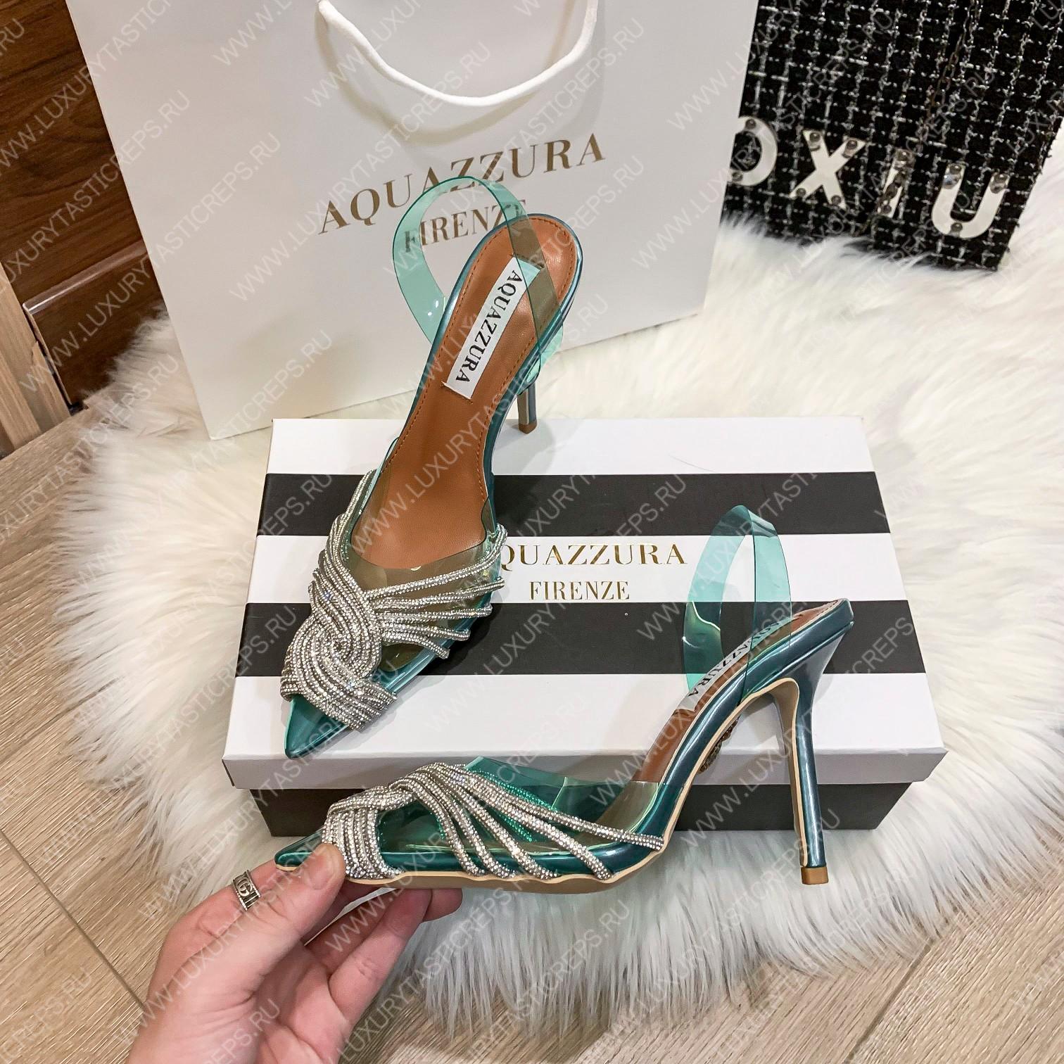 AQUAZZURA GATSBY SLING 105 BLUE GASHIGL0