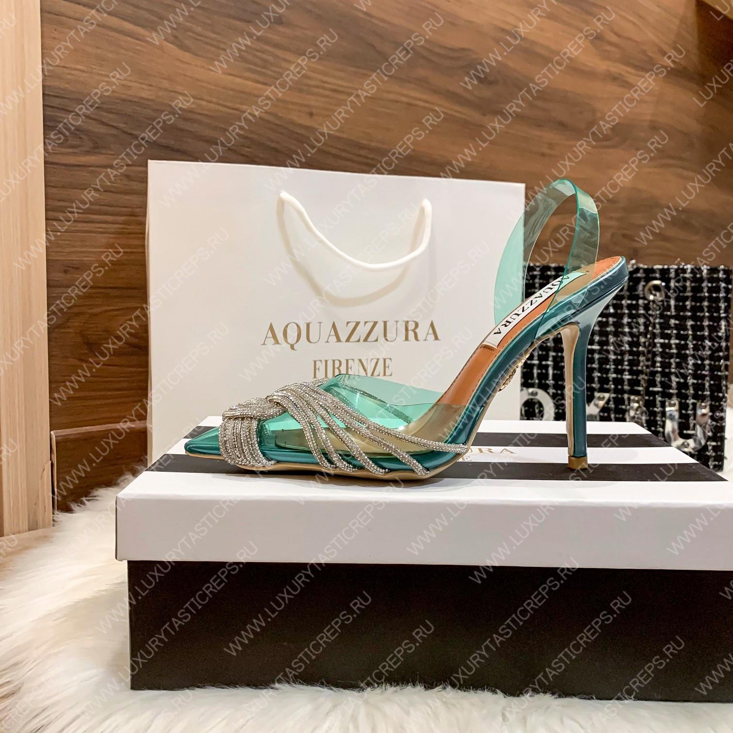 AQUAZZURA GATSBY SLING 105 BLUE GASHIGL0