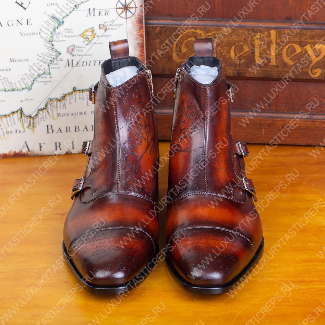 BERLUTI SCRITTO LEATHER BOOT BROWN S5891-V2