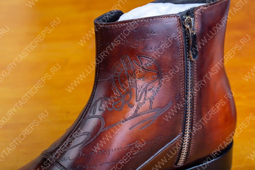 BERLUTI SCRITTO LEATHER BOOT BROWN S5891-V2