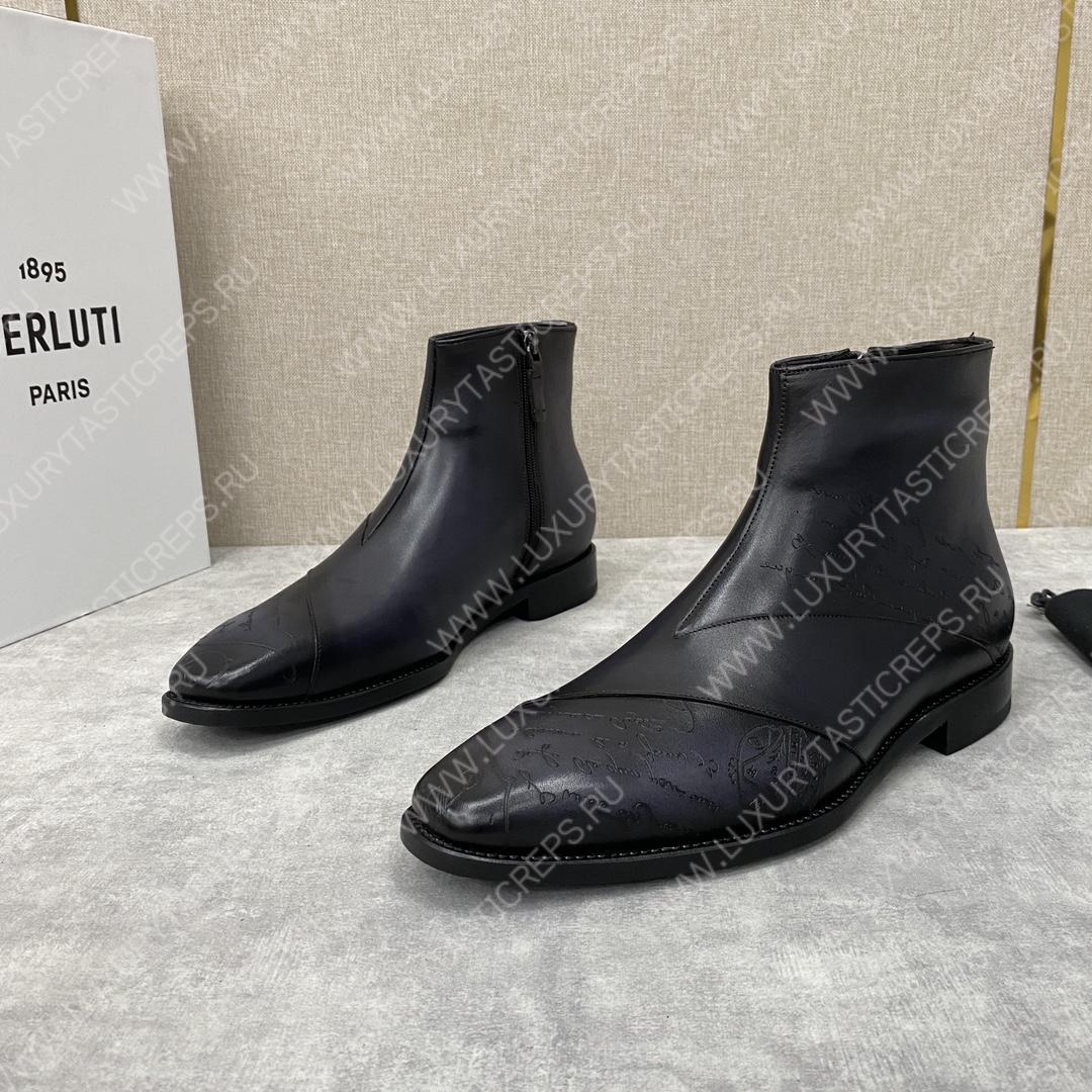 BERLUTI PATCHWORK DEMESURE BOOT NERO GRIGIO S5591