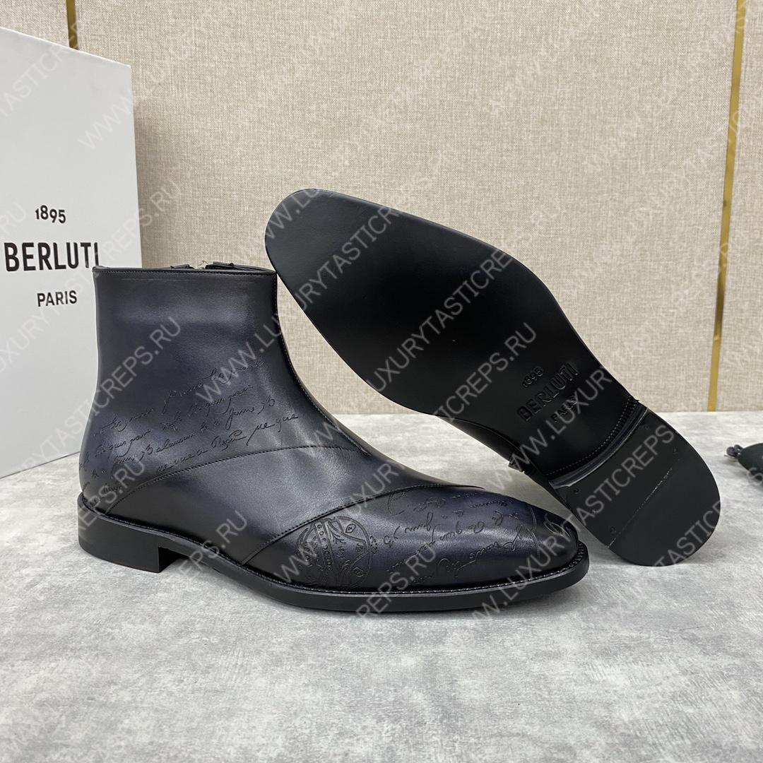 BERLUTI PATCHWORK DEMESURE BOOT NERO GRIGIO S5591
