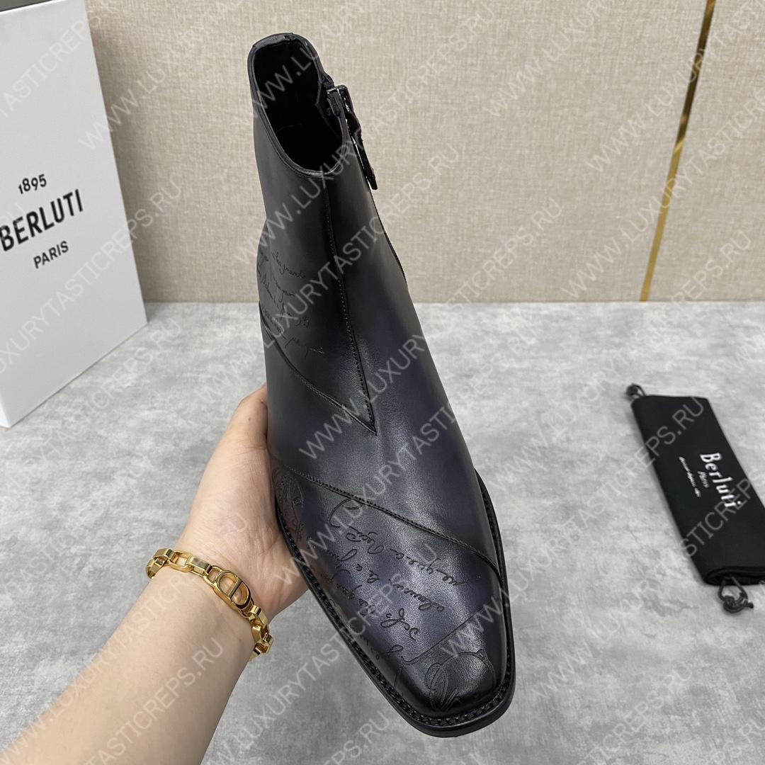 BERLUTI PATCHWORK DEMESURE BOOT NERO GRIGIO S5591