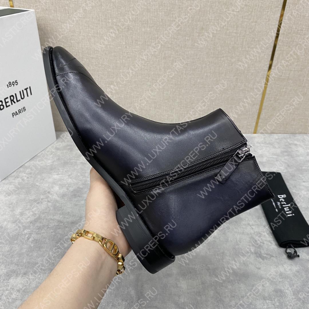 BERLUTI PATCHWORK DEMESURE BOOT NERO GRIGIO S5591