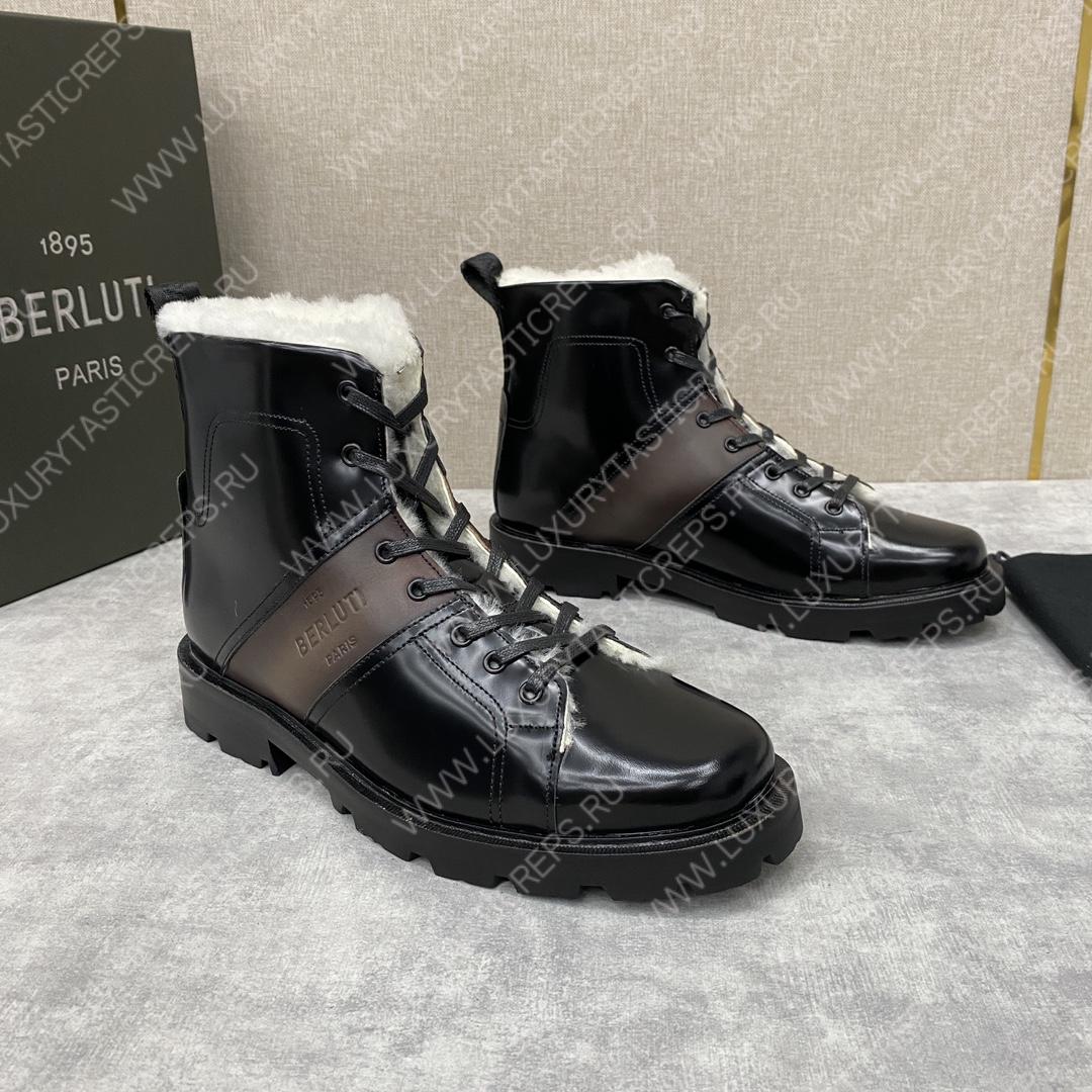 BERLUTI DEMESURE LACE-UP BOOT BLACK S5768-V1