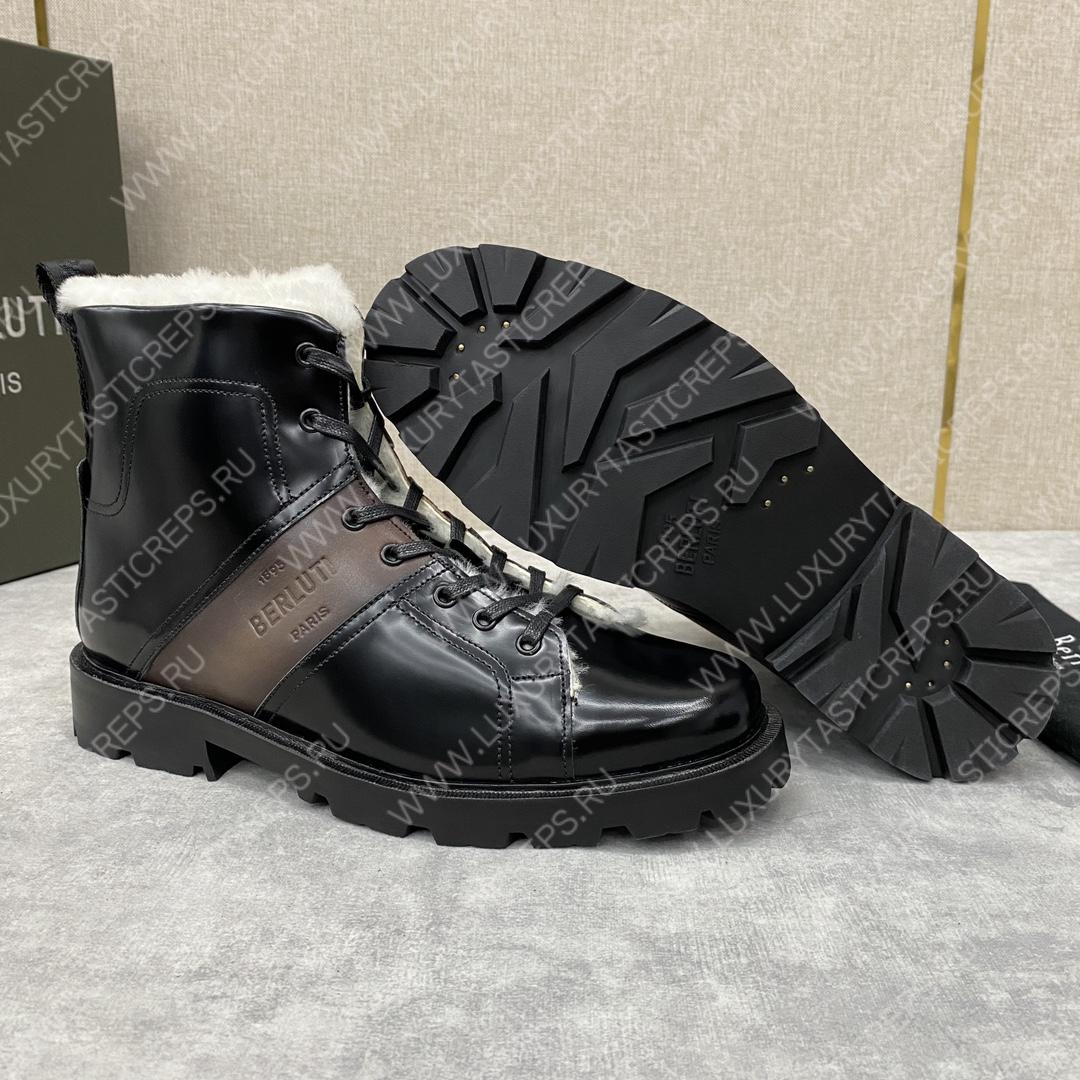 BERLUTI DEMESURE LACE-UP BOOT BLACK S5768-V1
