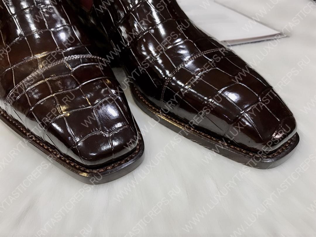 BERLUTI ALLIGATOR LEATHER BOOTS BURGUNDY S2582-E2