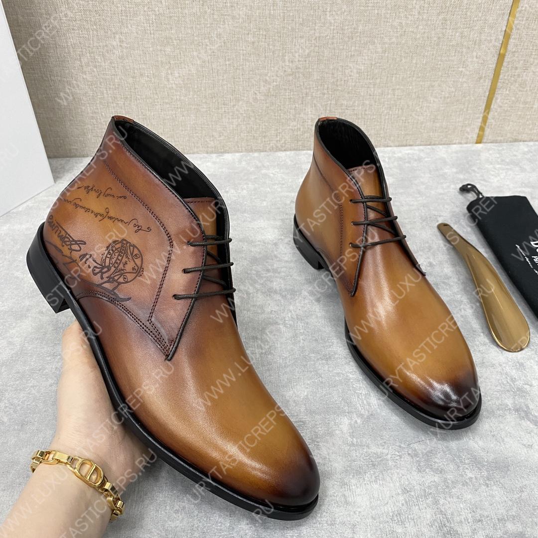 BERLUTI ALESSIO SCRITTO BOOTS INTENSE COCOA S6020-S34